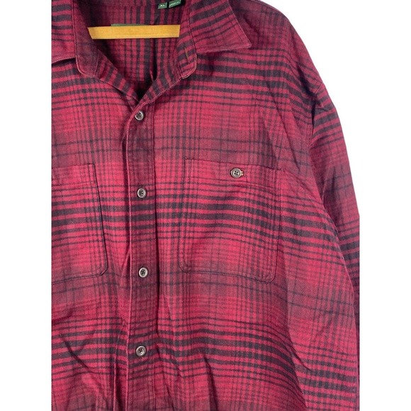 Orvis Flannel Shirt XL Heavy Thick Shacket Button Down Red Black Plaid Check Men - Picture 3 of 7